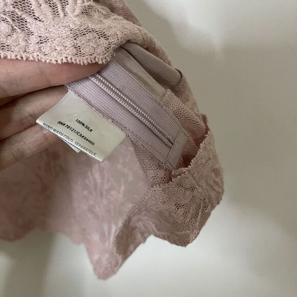 EILEEN FISHER Pink lace trim silk camisole blouse medium - Picture 4 of 5